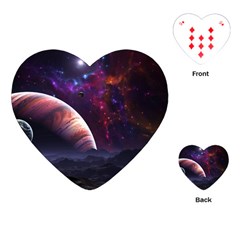 Clouds Fantasy Space Landscape Colorful Planet Playing Cards Single Design (heart)