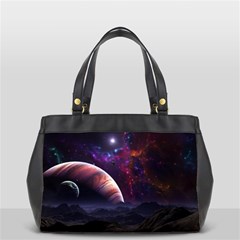 Clouds Fantasy Space Landscape Colorful Planet Oversize Office Handbag (2 Sides) by Ravend