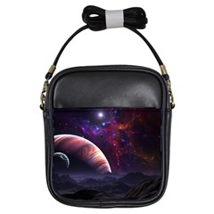 Clouds Fantasy Space Landscape Colorful Planet Girls Sling Bag by Ravend