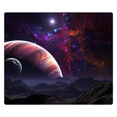 Clouds Fantasy Space Landscape Colorful Planet Two Sides Premium Plush Fleece Blanket (small) by Ravend