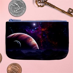 Clouds Fantasy Space Landscape Colorful Planet Large Coin Purse by Ravend