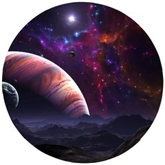 Clouds Fantasy Space Landscape Colorful Planet Wooden Puzzle Round by Ravend