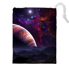 Clouds Fantasy Space Landscape Colorful Planet Drawstring Pouch (5xl) by Ravend