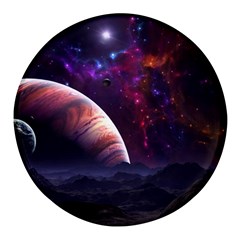 Clouds Fantasy Space Landscape Colorful Planet Round Glass Fridge Magnet (4 Pack) by Ravend