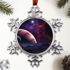 Clouds Fantasy Space Landscape Colorful Planet Metal Large Snowflake Ornament