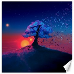 Dark Tree Sunset Landscape Art Canvas 12  X 12  by Ravend