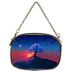 Dark Tree Sunset Landscape Art Chain Purse (one Side) by Ravend