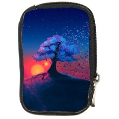 Dark Tree Sunset Landscape Art Compact Camera Leather Case by Ravend