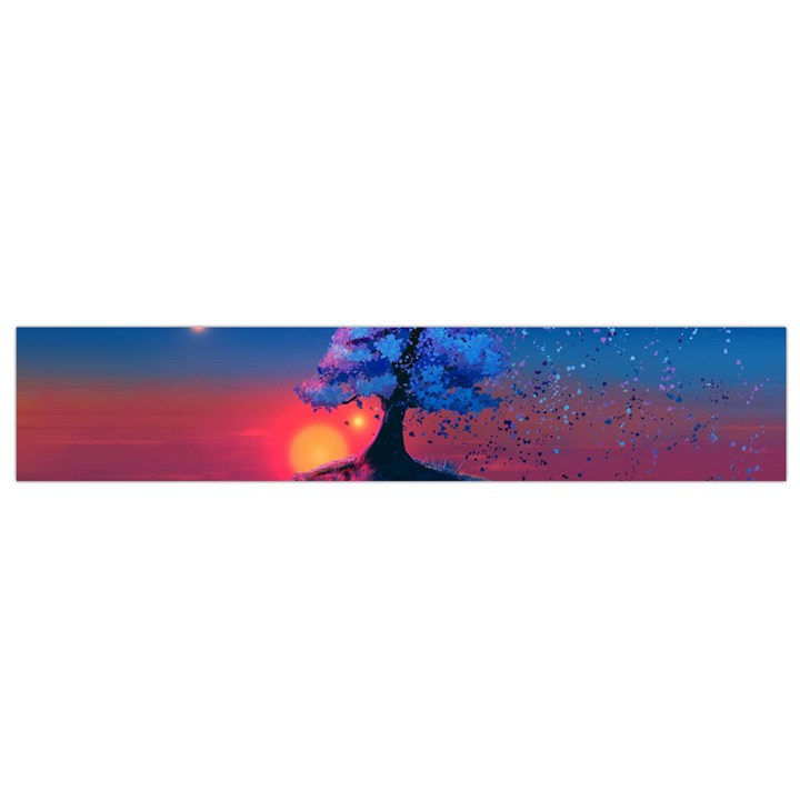 Dark Tree Sunset Landscape Art Small Premium Plush Fleece Scarf