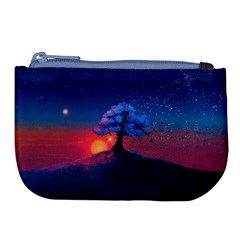 Dark Tree Sunset Landscape Art Large Coin Purse by Ravend