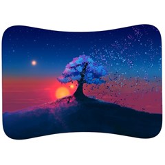 Dark Tree Sunset Landscape Art Velour Seat Head Rest Cushion by Ravend