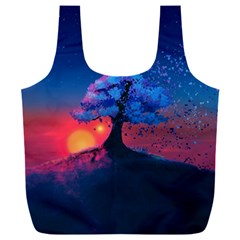 Dark Tree Sunset Landscape Art Full Print Recycle Bag (xxl) by Ravend