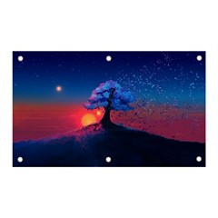 Dark Tree Sunset Landscape Art Banner And Sign 5  X 3  by Ravend