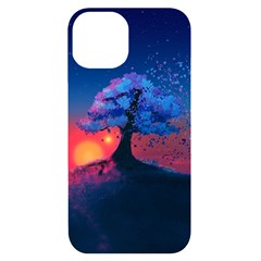 Dark Tree Sunset Landscape Art Iphone 14 Black Uv Print Case