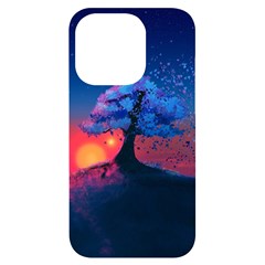 Dark Tree Sunset Landscape Art Iphone 14 Pro Black Uv Print Case