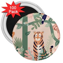 Kids Animals & Jungle Friends 3  Magnets (100 Pack) by Ravend