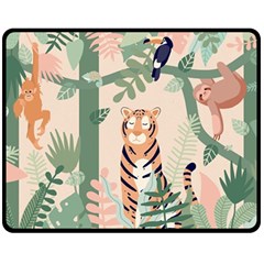 Kids Animals & Jungle Friends Two Sides Fleece Blanket (medium) by Ravend