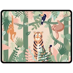 Kids Animals & Jungle Friends Two Sides Fleece Blanket (large) by Ravend