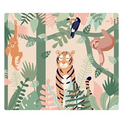 Kids Animals & Jungle Friends Two Sides Premium Plush Fleece Blanket (small) by Ravend