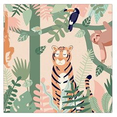 Kids Animals & Jungle Friends Square Satin Scarf (36  X 36 ) by Ravend