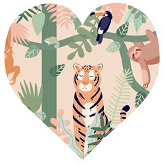 Kids Animals & Jungle Friends Wooden Puzzle Heart by Ravend