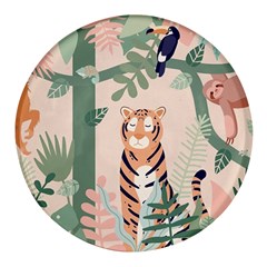 Kids Animals & Jungle Friends Round Glass Fridge Magnet (4 Pack) by Ravend