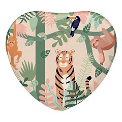 Kids Animals & Jungle Friends Heart Glass Fridge Magnet (4 Pack) by Ravend