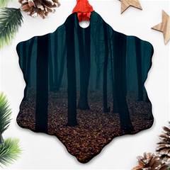 Dark Forest Nature Snowflake Ornament (two Sides) by Ravend