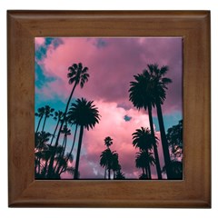 Nature Sunset Sky Clouds Palms Tropics Porous Framed Tile by Ravend