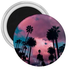 Nature Sunset Sky Clouds Palms Tropics Porous 3  Magnets by Ravend