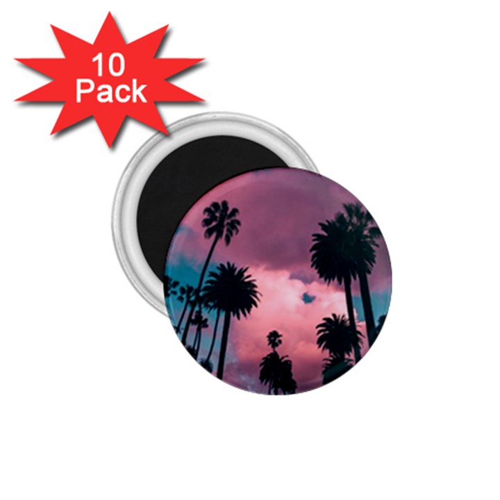 Nature Sunset Sky Clouds Palms Tropics Porous 1.75  Magnets (10 pack) 