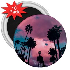 Nature Sunset Sky Clouds Palms Tropics Porous 3  Magnets (10 Pack)  by Ravend