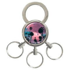 Nature Sunset Sky Clouds Palms Tropics Porous 3-ring Key Chain by Ravend