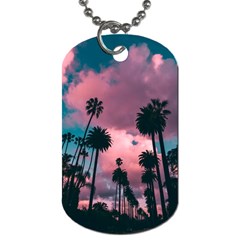 Nature Sunset Sky Clouds Palms Tropics Porous Dog Tag (one Side) by Ravend