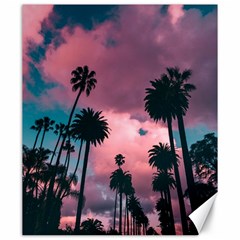 Nature Sunset Sky Clouds Palms Tropics Porous Canvas 20  X 24  by Ravend