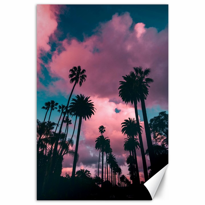 Nature Sunset Sky Clouds Palms Tropics Porous Canvas 24  x 36 