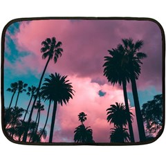 Nature Sunset Sky Clouds Palms Tropics Porous Fleece Blanket (mini) by Ravend