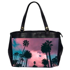 Nature Sunset Sky Clouds Palms Tropics Porous Oversize Office Handbag (2 Sides) by Ravend