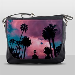 Nature Sunset Sky Clouds Palms Tropics Porous Messenger Bag by Ravend