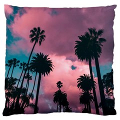 Nature Sunset Sky Clouds Palms Tropics Porous Large Cushion Case (two Sides) by Ravend