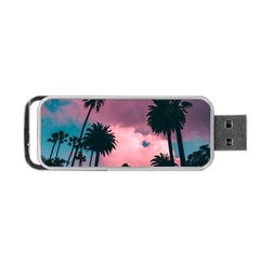 Nature Sunset Sky Clouds Palms Tropics Porous Portable Usb Flash (two Sides) by Ravend