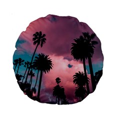 Nature Sunset Sky Clouds Palms Tropics Porous Standard 15  Premium Round Cushions by Ravend