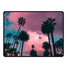 Nature Sunset Sky Clouds Palms Tropics Porous Two Sides Fleece Blanket (small) by Ravend