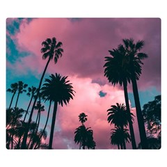 Nature Sunset Sky Clouds Palms Tropics Porous Premium Plush Fleece Blanket (small) by Ravend