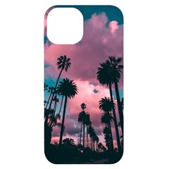 Nature Sunset Sky Clouds Palms Tropics Porous Iphone 14 Black Uv Print Case by Ravend