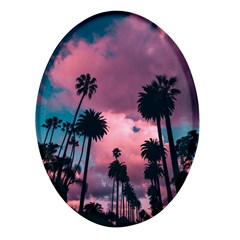 Nature Sunset Sky Clouds Palms Tropics Porous Oval Glass Fridge Magnet (4 Pack) by Ravend