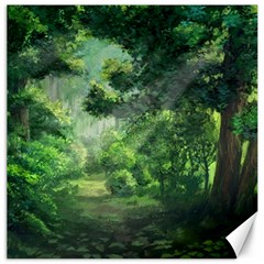 Anime Green Forest Jungle Nature Landscape Canvas 12  X 12  by Ravend