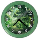 Anime Green Forest Jungle Nature Landscape Color Wall Clock Front