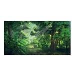 Anime Green Forest Jungle Nature Landscape Satin Wrap 35  x 70  Front