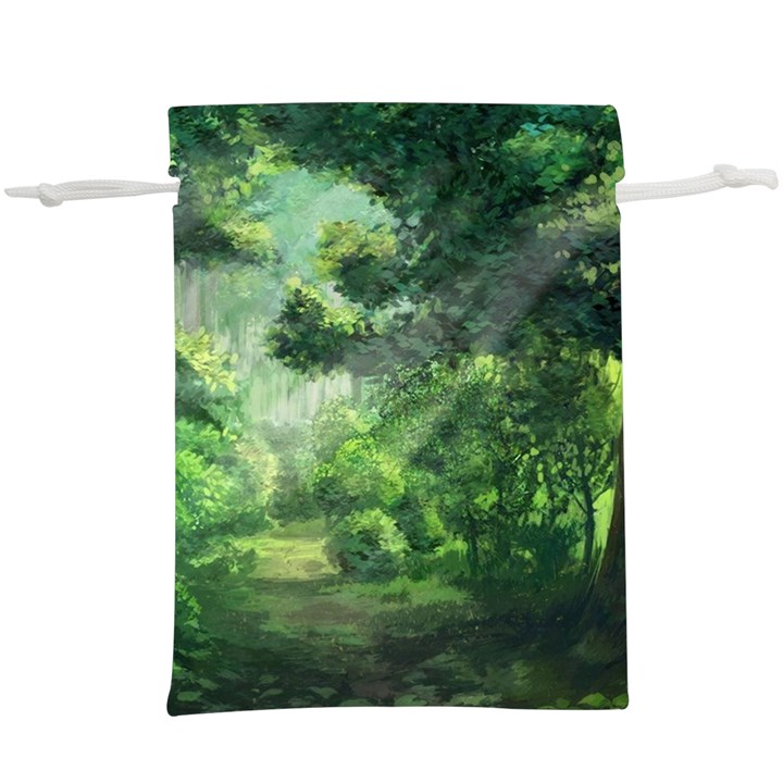 Anime Green Forest Jungle Nature Landscape Lightweight Drawstring Pouch (XL)